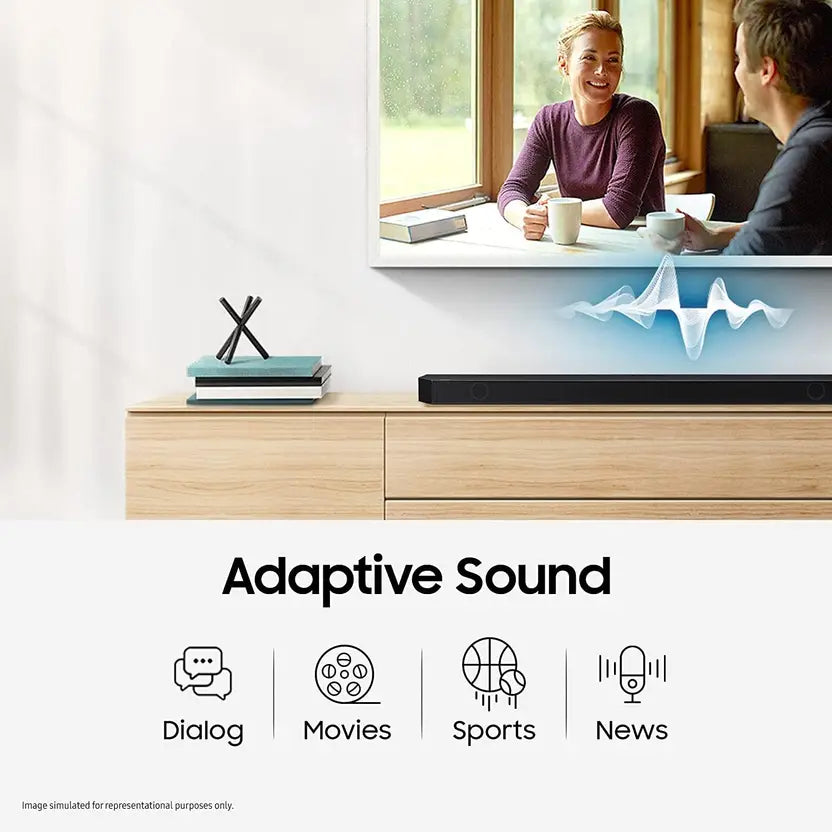 Samsung 360 W 5.1.2ch (HW-Q800C/XL) Q-Symphony Soundbar with Wireless Subwoofer, Top/Centre/Side Firing Speakers, Wide Range Tweeter, Dolby Atmos, Built-in Alexa, AirPlay2, Wi-Fi (Black)