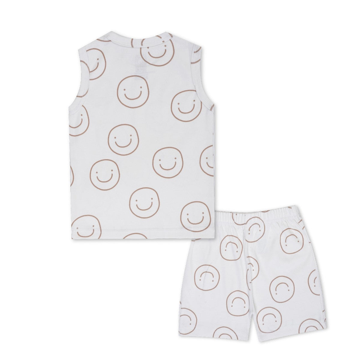Smiley Printed White Kids Clothing Set
