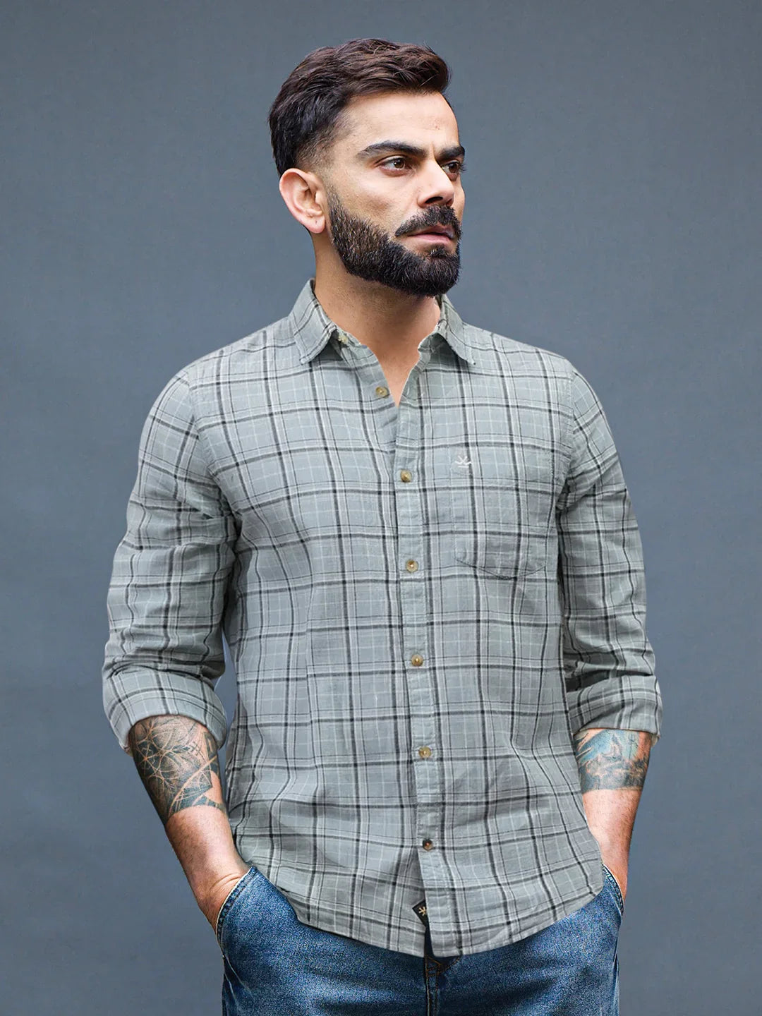Textured Tonal Check Shirt | Blue
