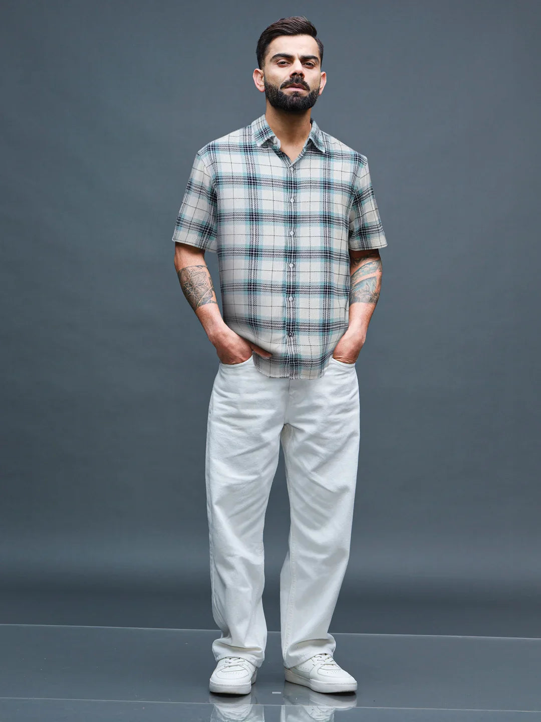 Textured Checks Comfort Fit Shirt | Blue