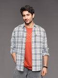 Twill Checkered Slim Fit Shirt | White
