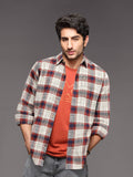 Space Dyed Check Shirt In Slim Fit | Rust